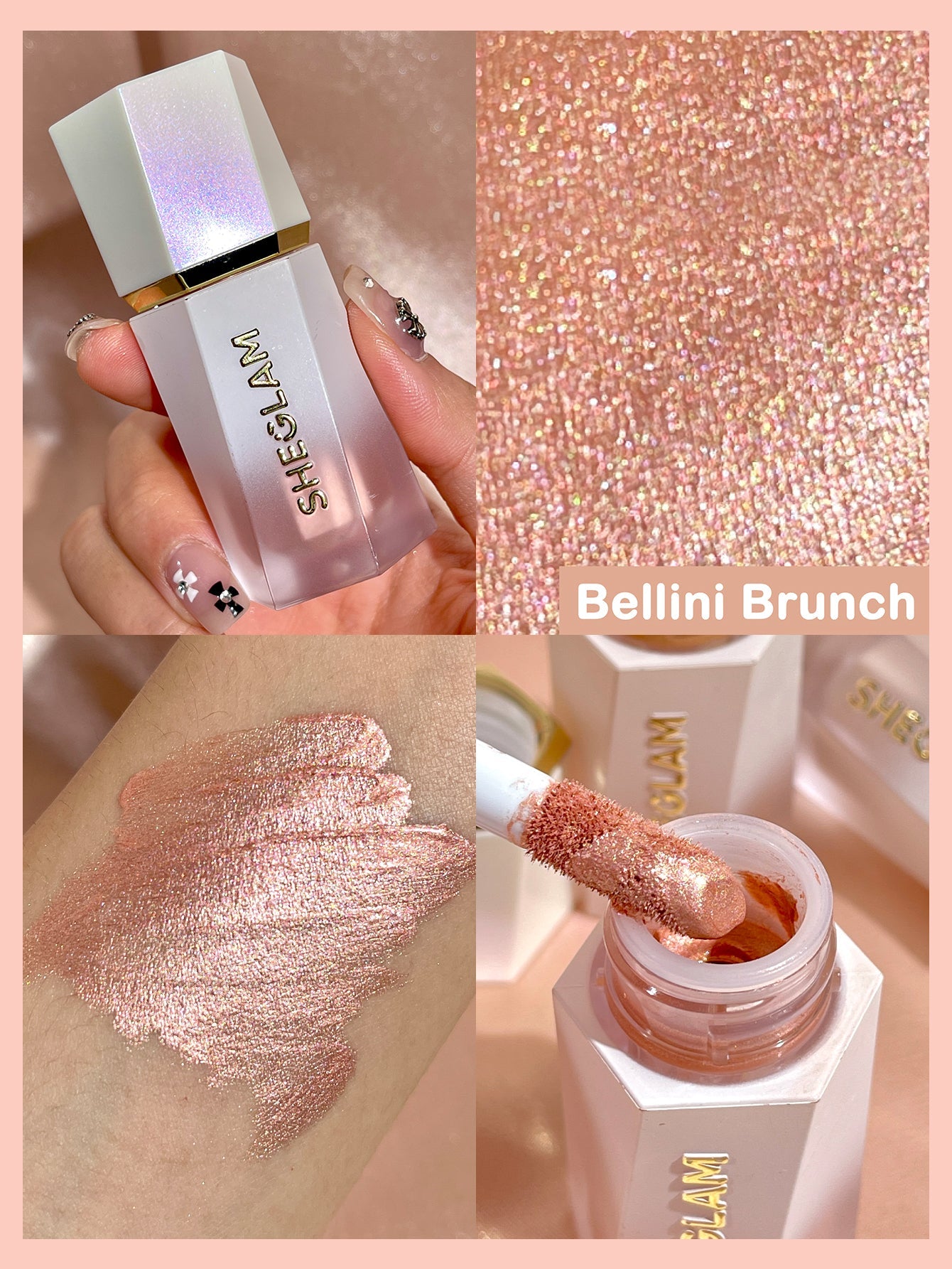 Хайлайтер (02) GLOW BLOOM LIQUID HIGHLIGHTER-BELLINI BRUNCH | SHEGLAM