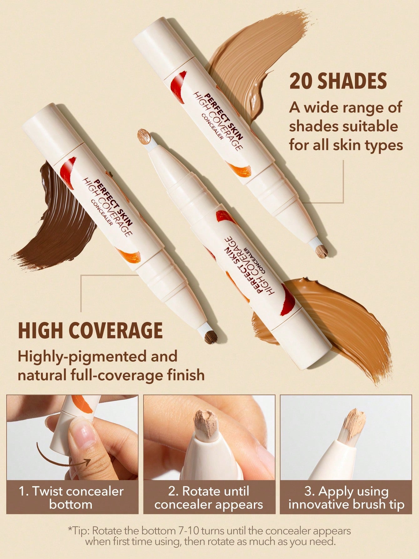 Консилер PERFECT SKIN HIGH COVERAGE CONCEALER-LINEN | SHEGLAM