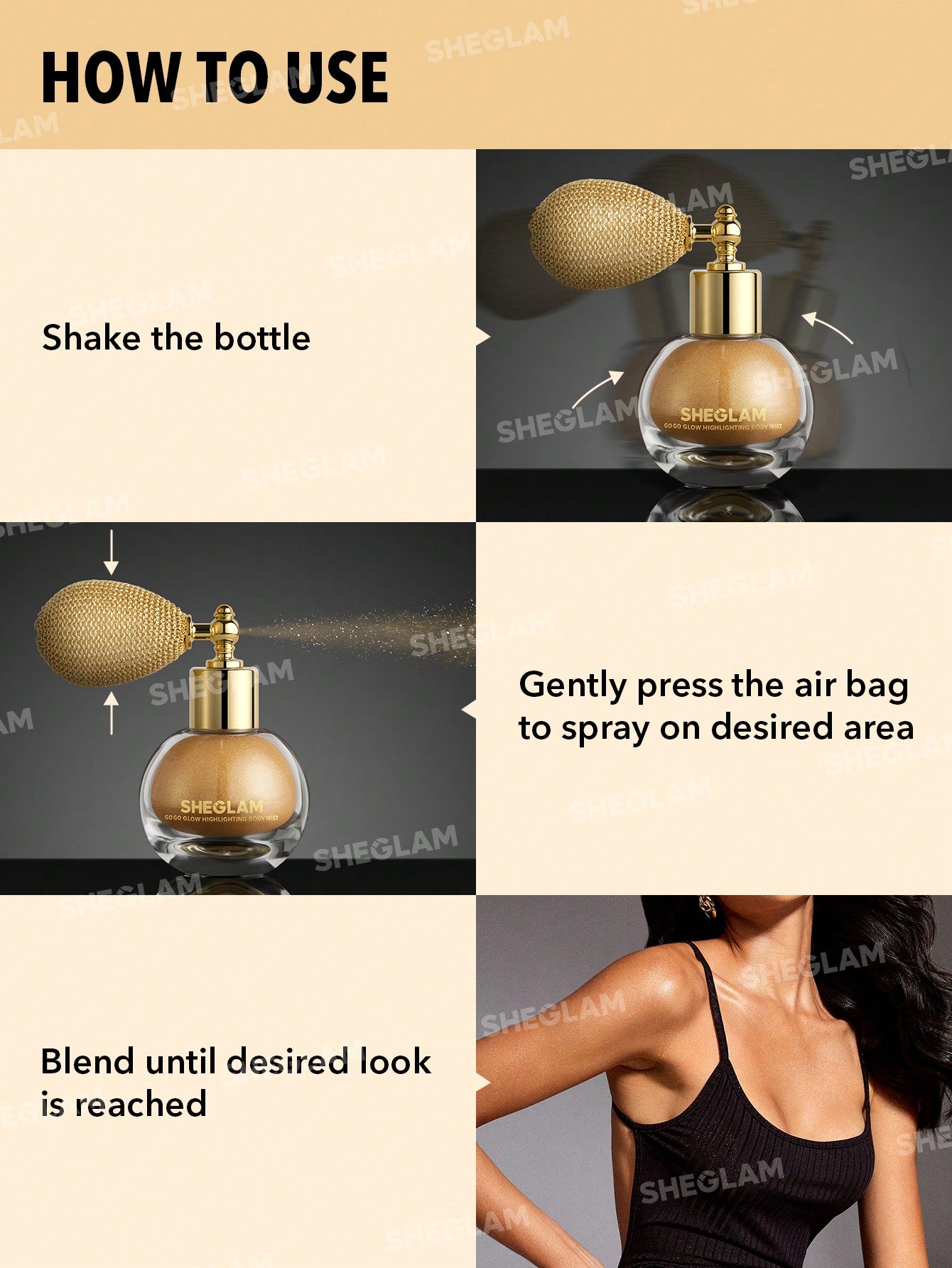 Хайлайтер для тіла GO GO GLOW HIGHLIGHTING BODY MIST | SHEGLAM (ЗОЛОТИЙ)