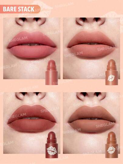 Помада для губ 4в1 Sheglam MEGA LIP STACKS-NUDE-BARE STACK