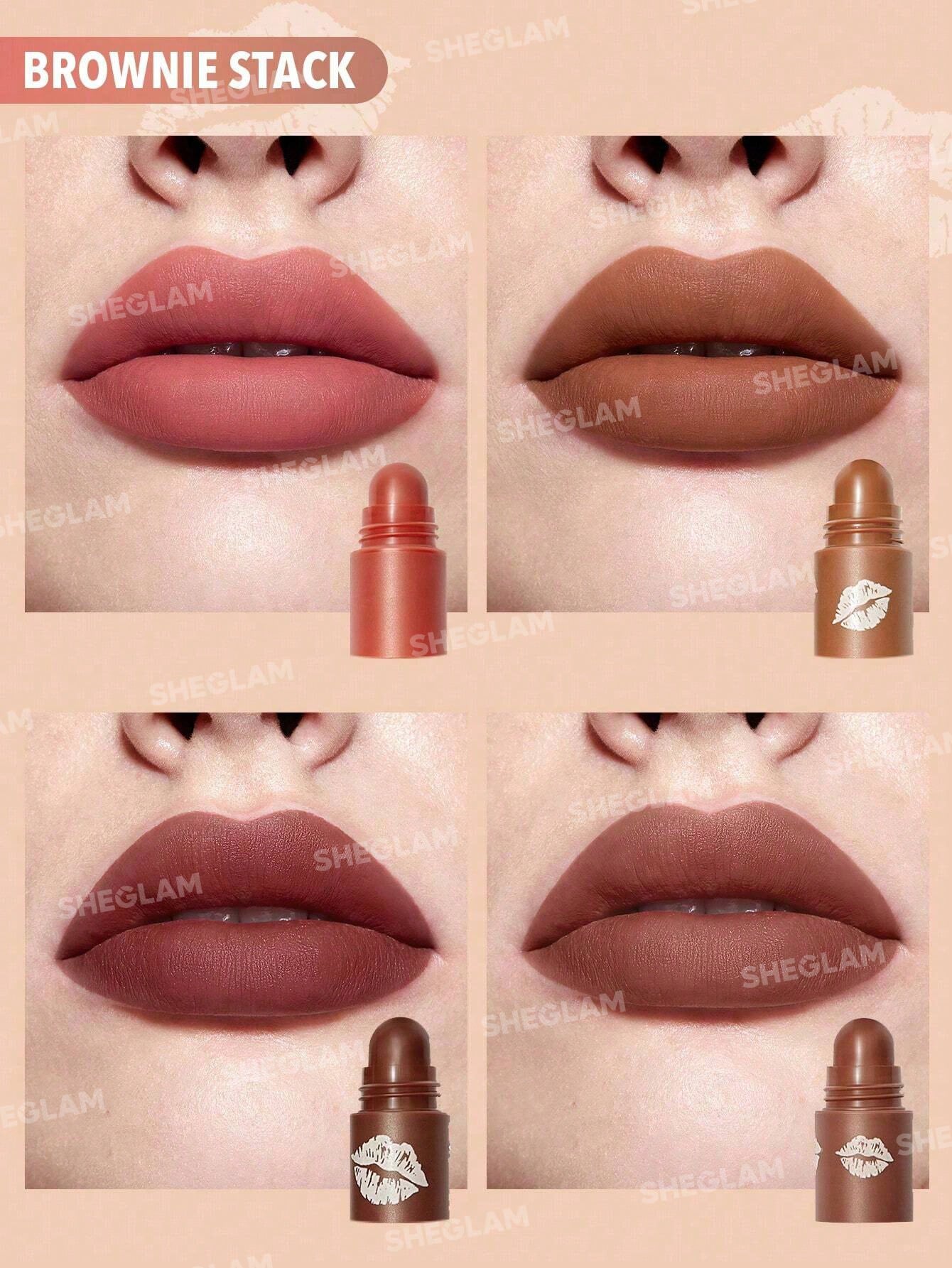 Помада для губ 4в1 Sheglam MEGA LIP STACKS-BROWN-BROWNIE STACK