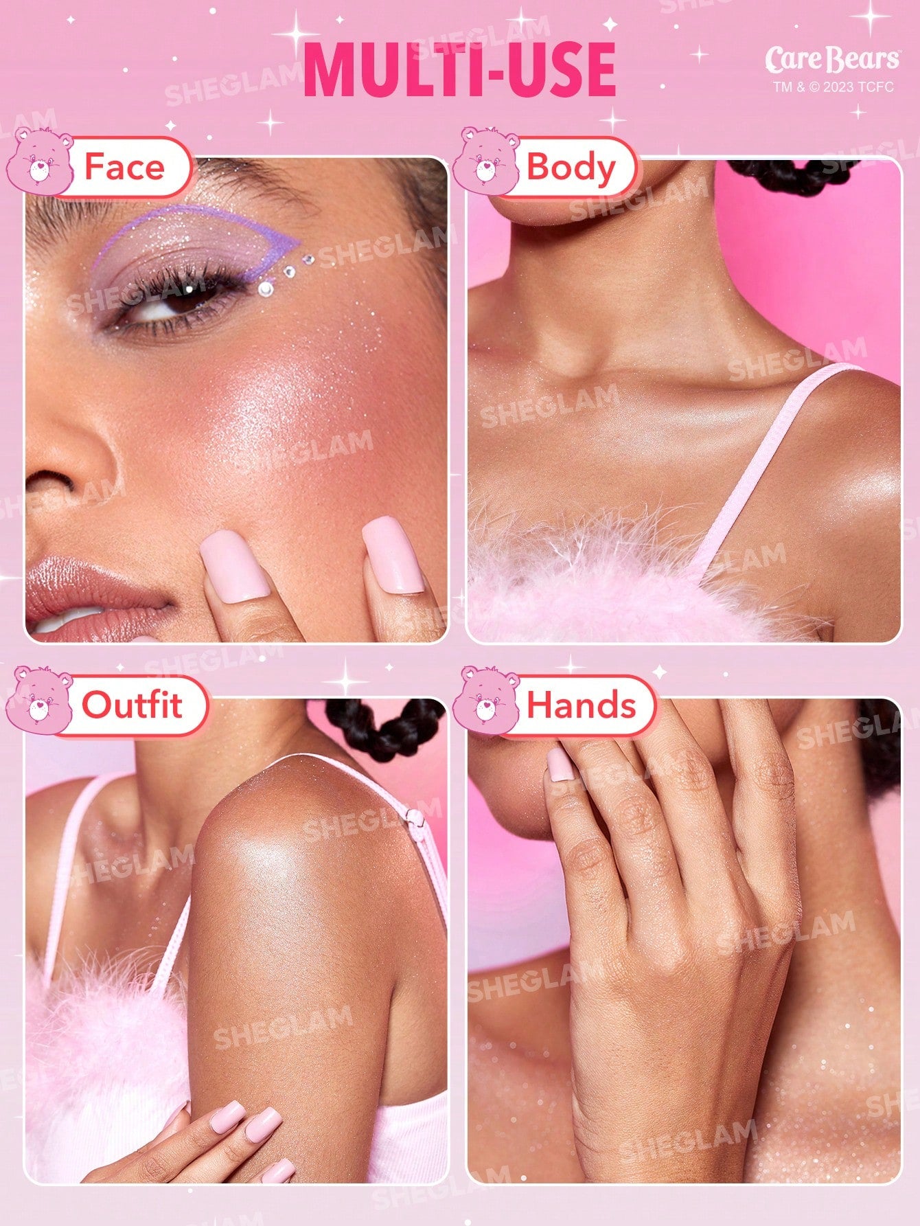 Хайлайтер X CARE BEARS CATCH SOME FUN HIGHLIGHTING PUFF-SPARKLE 4EVER | SHEGLAM