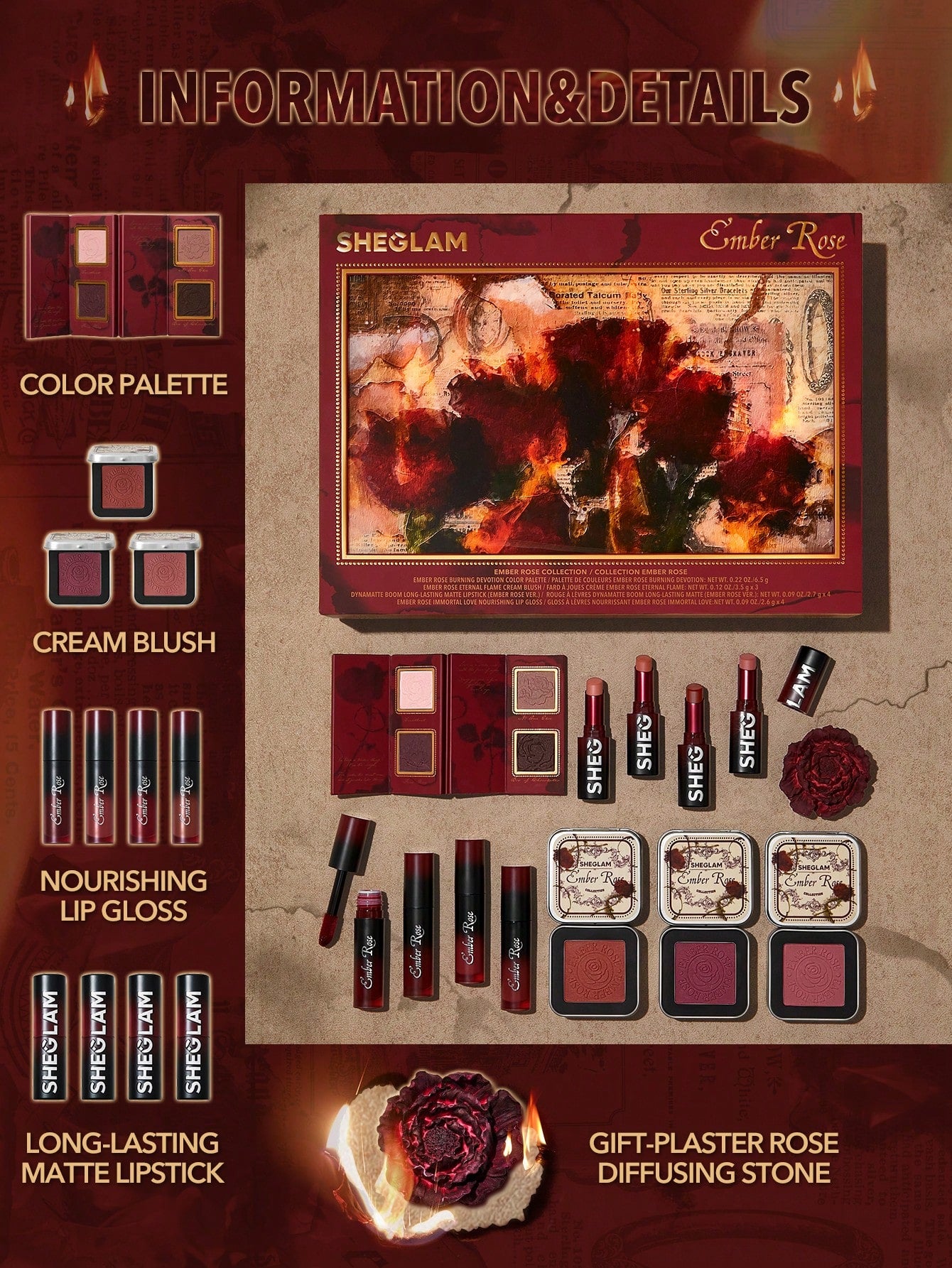 Лімітований набір косметики SHEGLAM Ember Rose collection