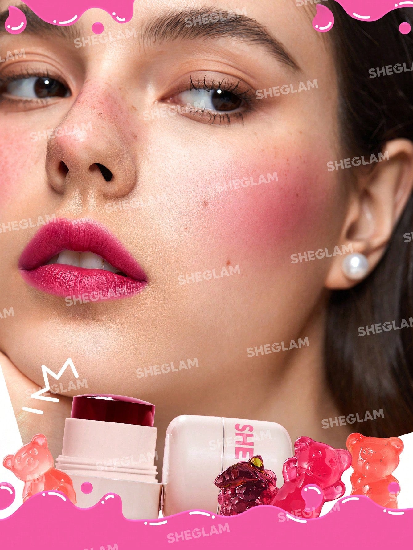 Желейні рум'яна SHEGLAM Jelly-Licious Hydrating Lip & Blush Tint-Cheerio