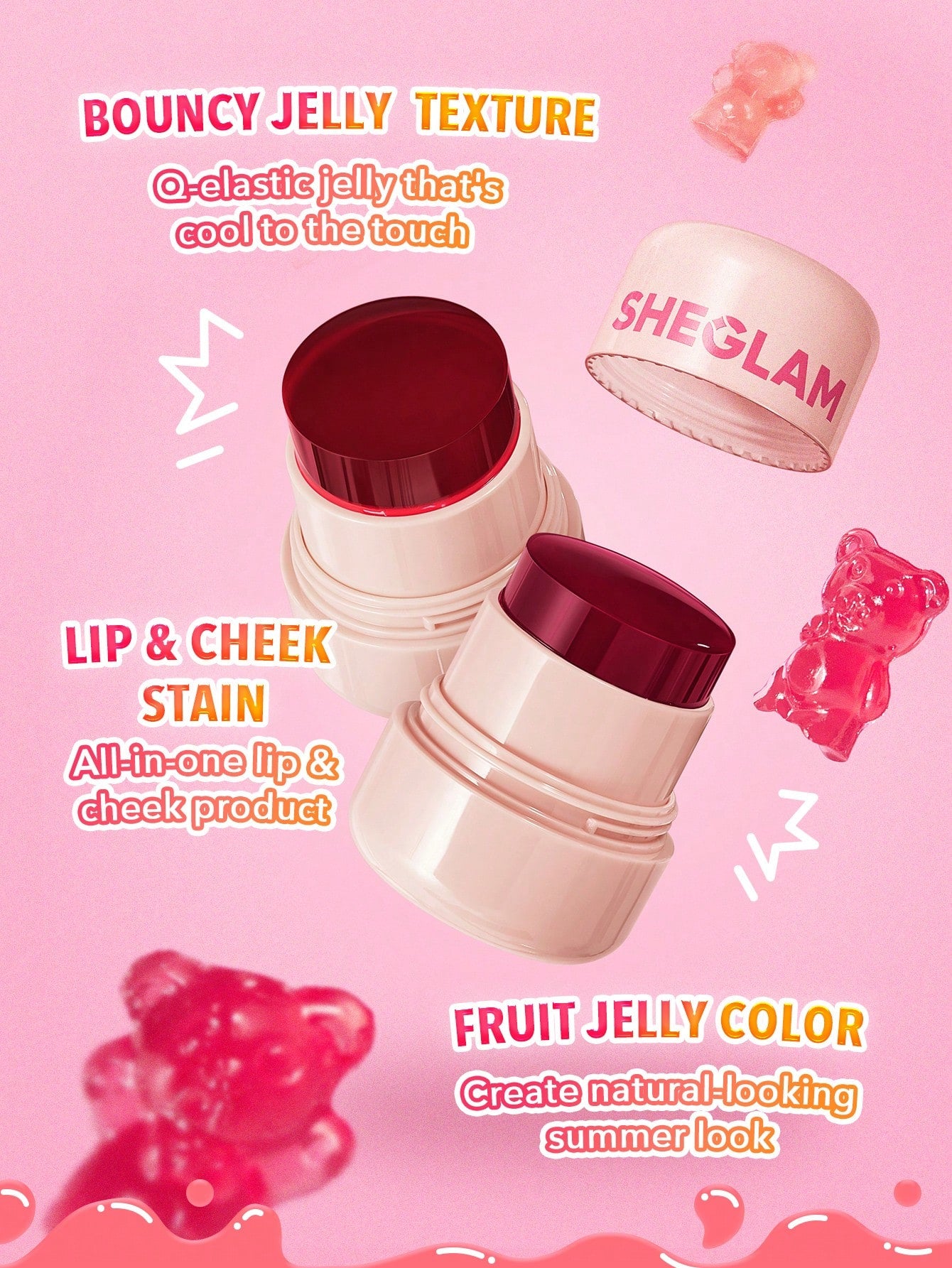 Желейні рум'яна SHEGLAM Jelly-Licious Hydrating Lip & Blush Tint-Ahoy