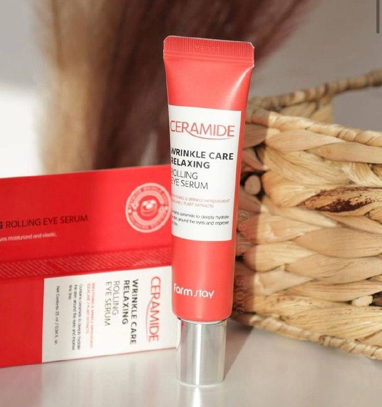 Антивікова розслаблювальна сироватка під очі з церамідами FarmStay Ceramide Wrinkle Care Relaxi