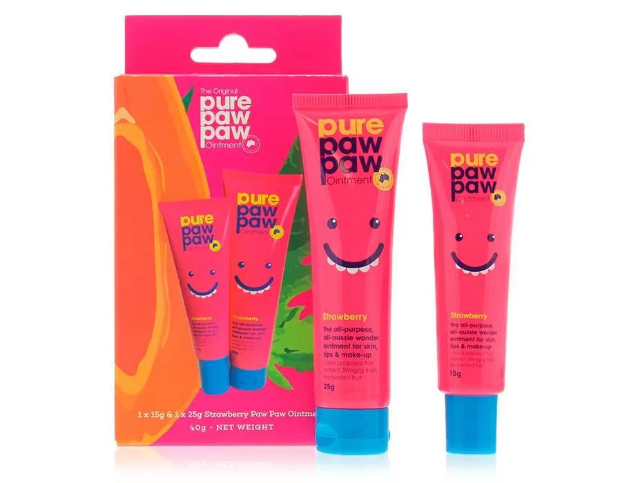 Набір відновлювальних бальзамів для губ «Полуничний смузі» Pure Paw Paw Ointment Strawberry Duo