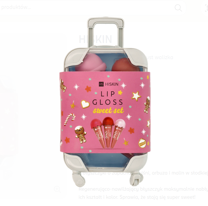 Набір подарунковий блиски для губ у валізці - HiSkin Lip Gloss Sweet Set, малина, вишня і кавун