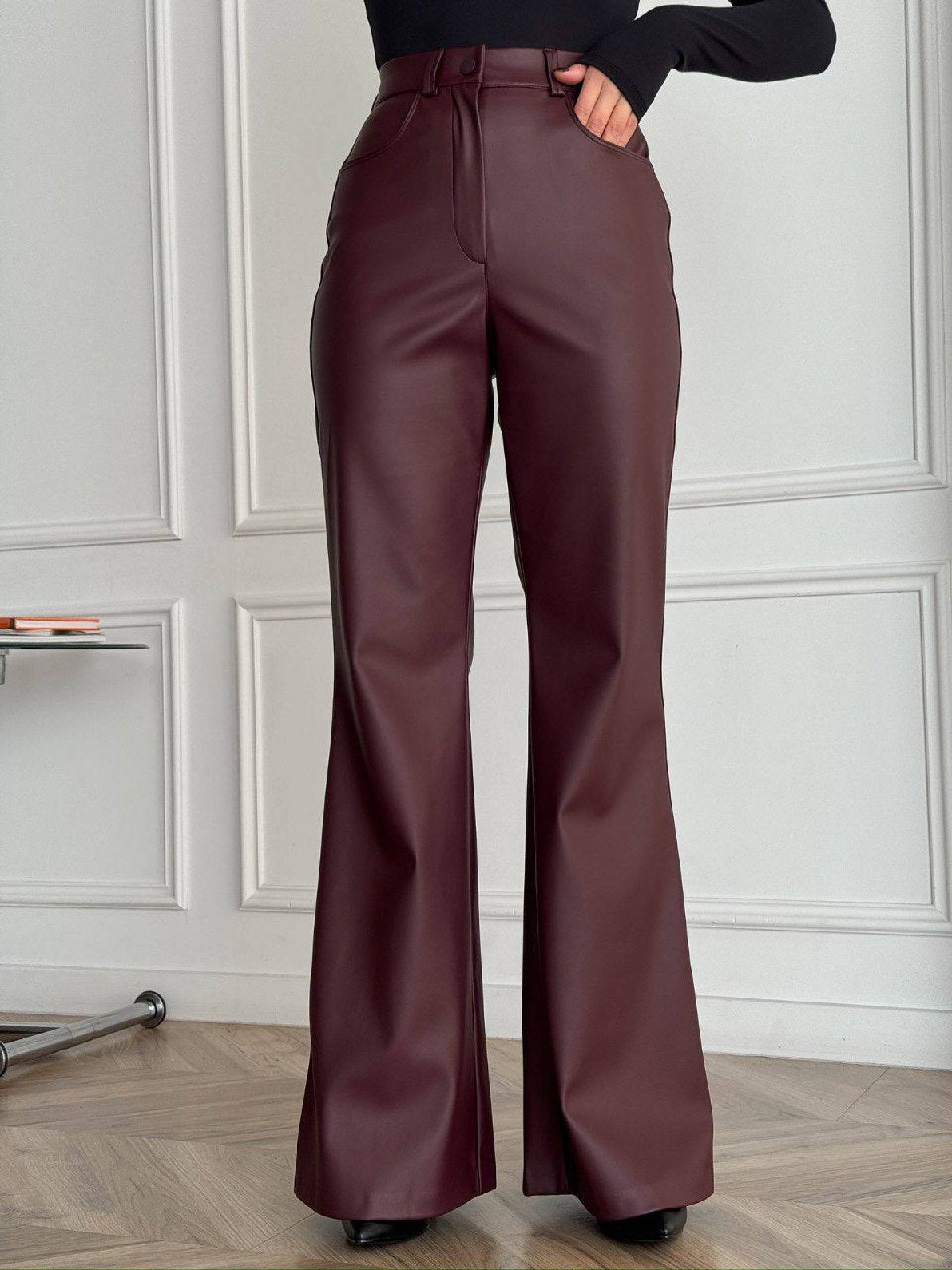 Брюки - кльош, бургунді