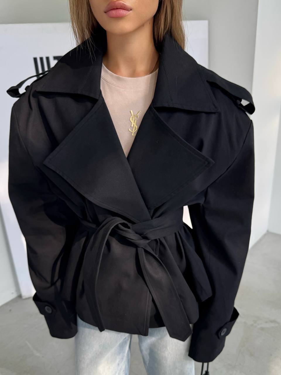 Тренч на підкладці, чорний