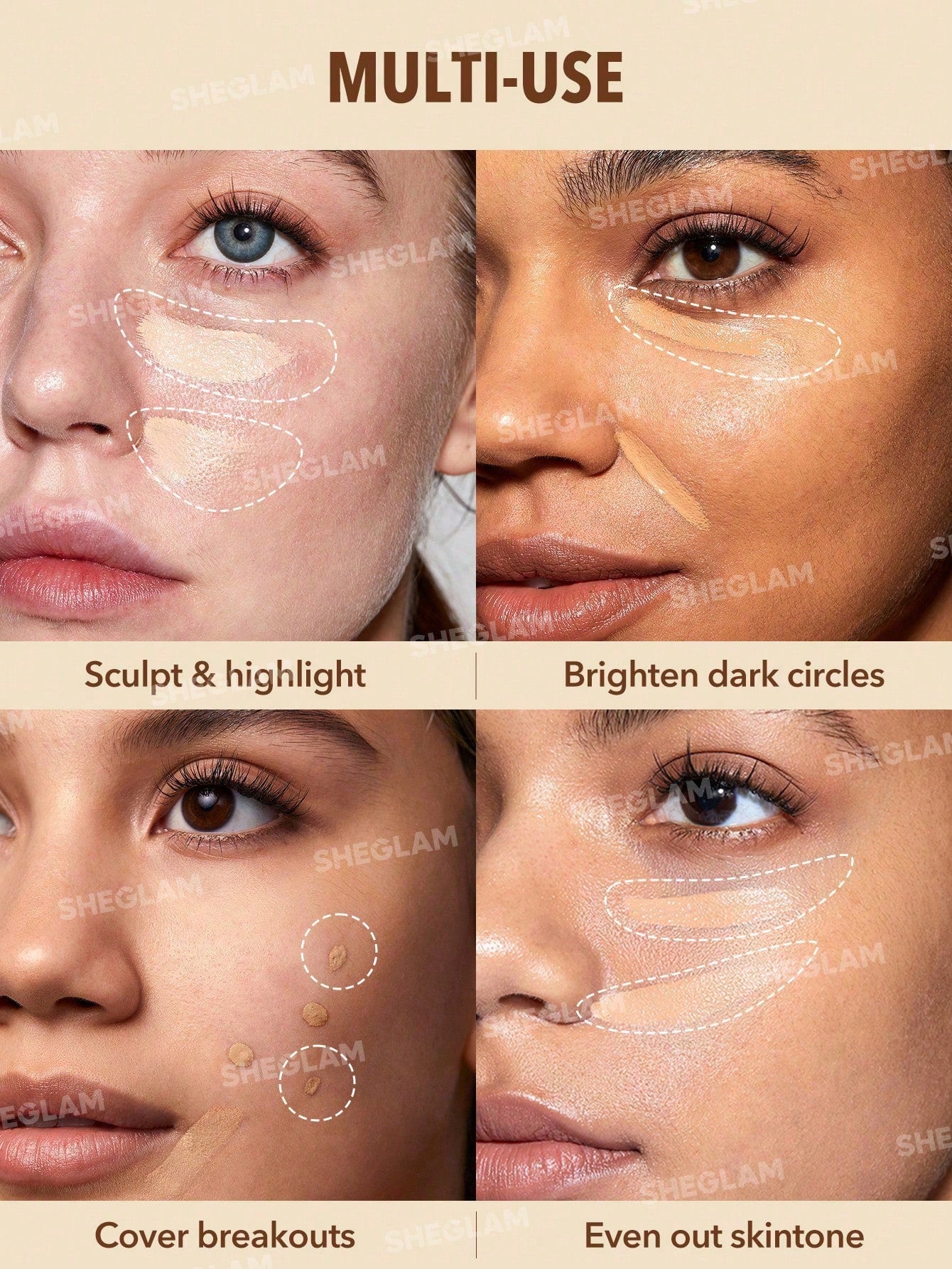 Консилер PERFECT SKIN HIGH COVERAGE CONCEALER-LINEN | SHEGLAM