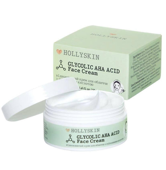 Відновлювальний крем для обличчя з гліколевою кислотою HOLLYSKIN Glycolic AHA Acid Face Cream