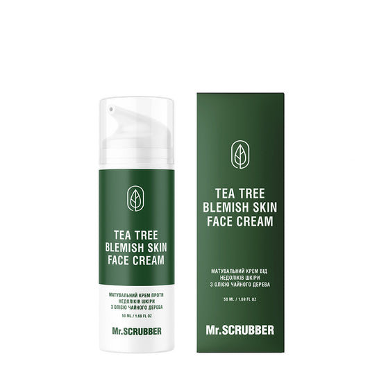 Матувальний крем вiд недолiкiв шкiри Tea Tree Blemish Skin Face Cream з олією чайного дерева Mr.SCRUBBER