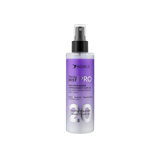 Спрей-термозахист "Термо міст" для волосся Soika PRO Thermo Mist SPF 20, 200 мл