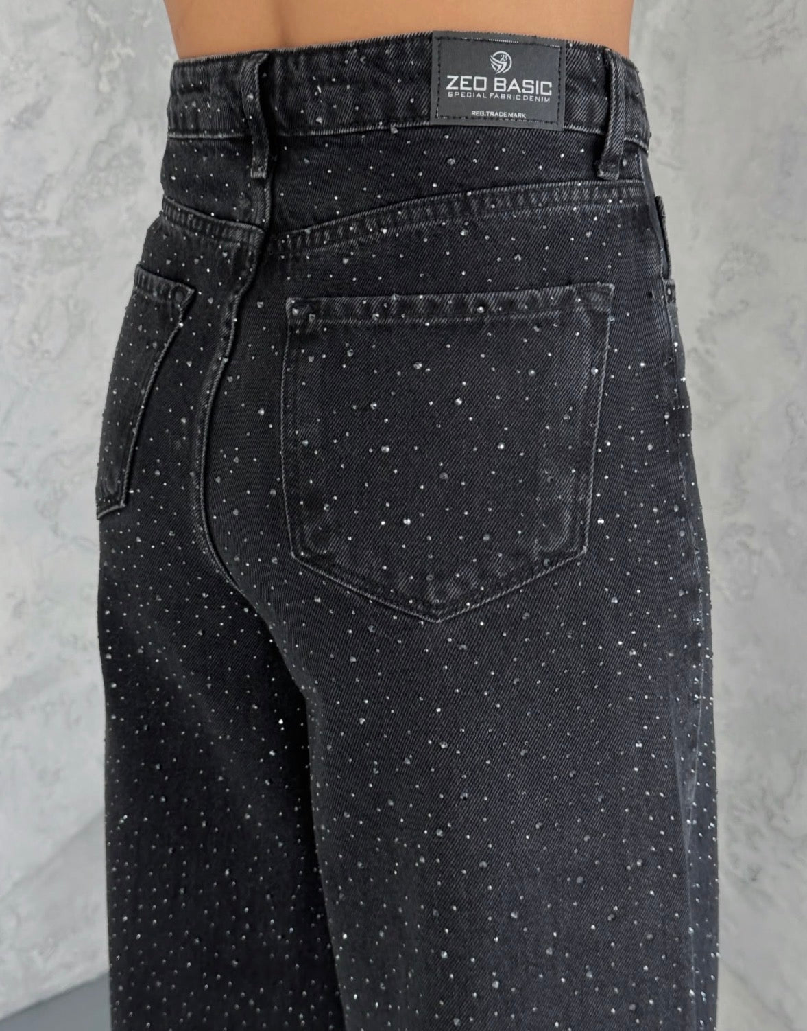 Джинси з камінцями l зі стразами графіт