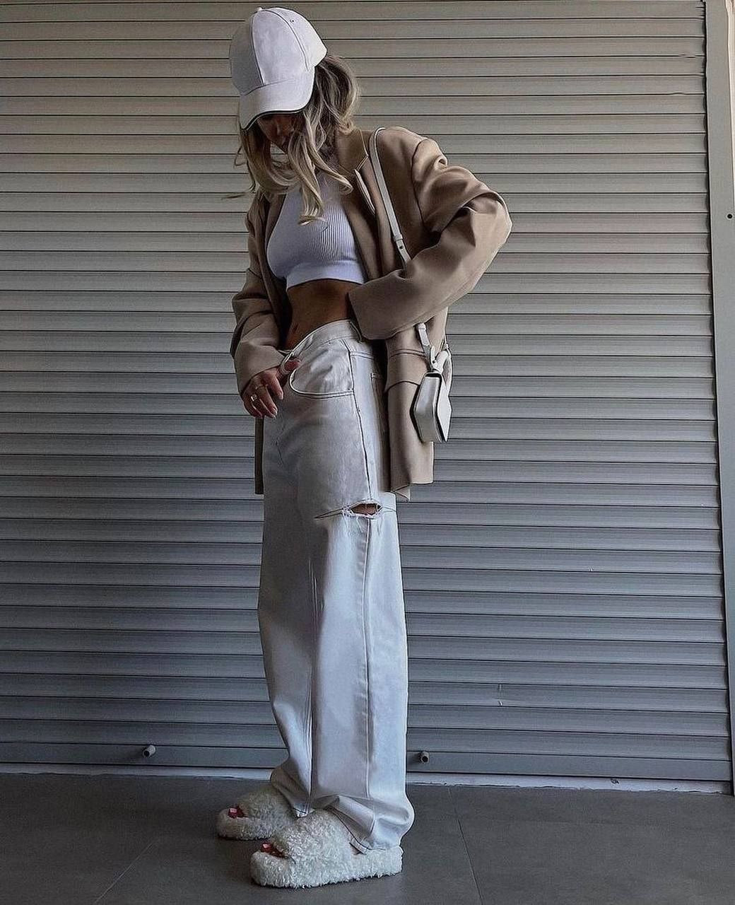 Джинси труби з розрізами збоку