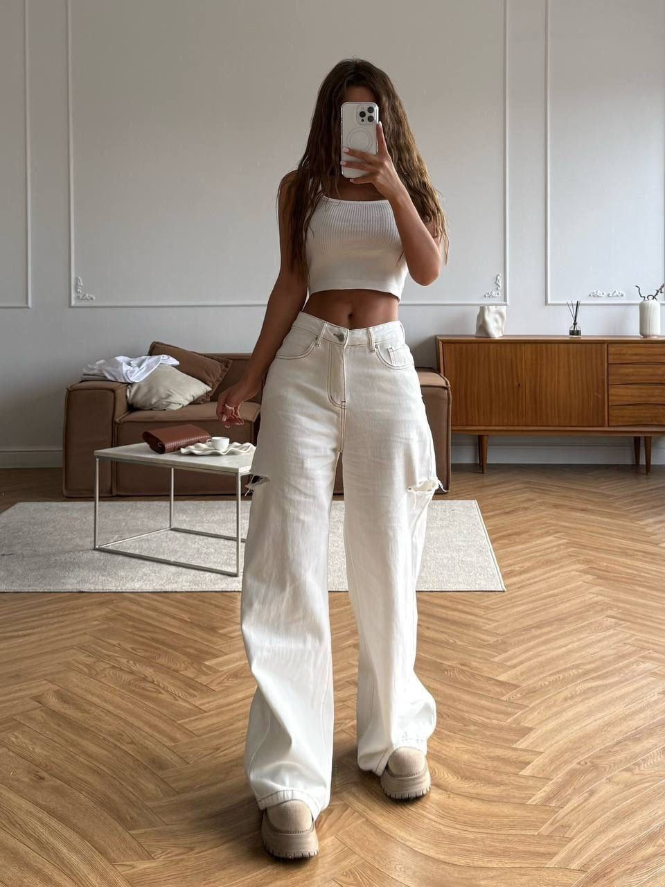 Джинси труби з розрізами збоку