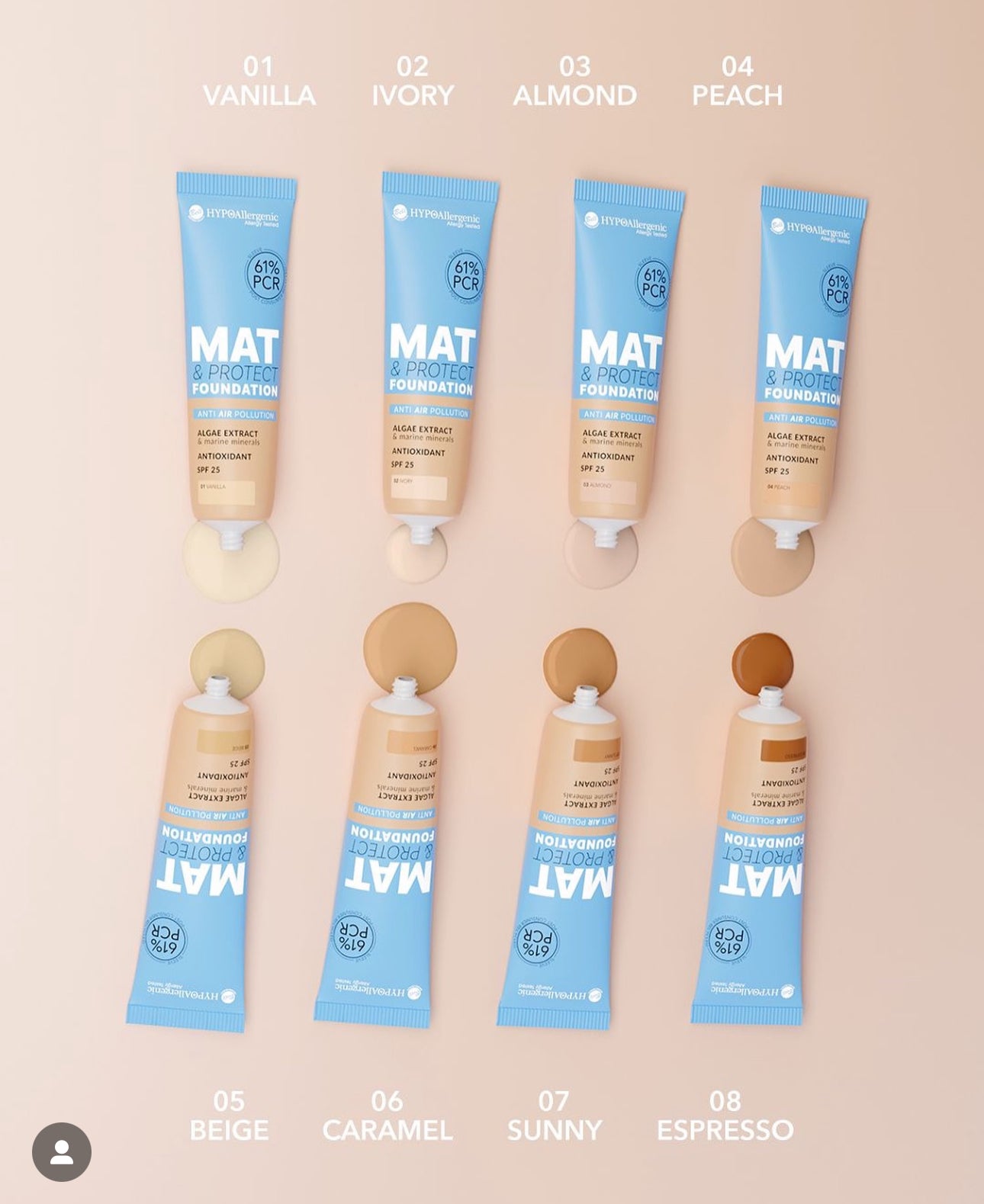 Тональний крем матовий Mat & Protect Foundation SPF 25 HypoAllergenic Bell 04 - Peach (персик)