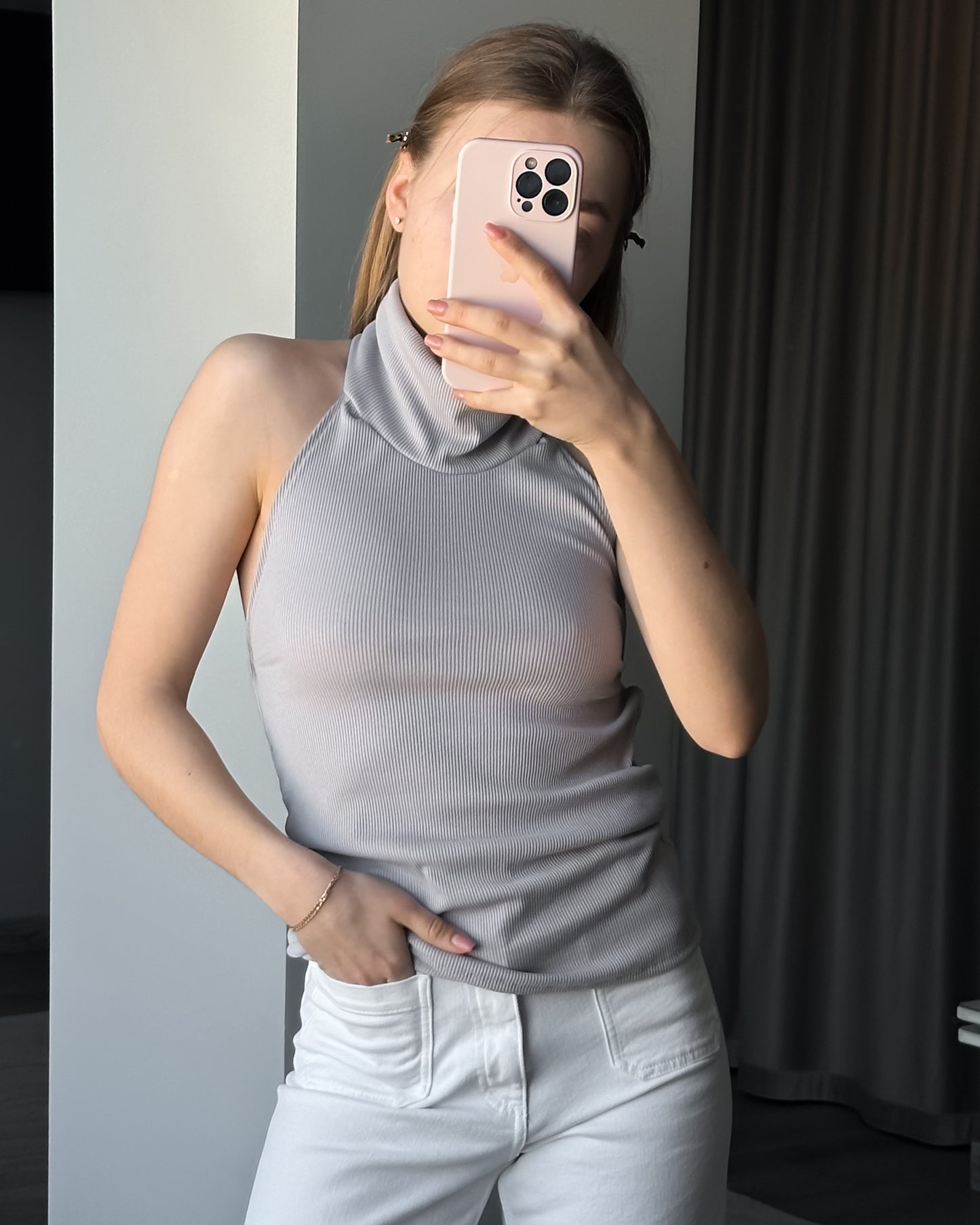 Топ з болеро та золотою застібкою на спинці