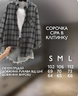 Сорочка в клітинку, сіра