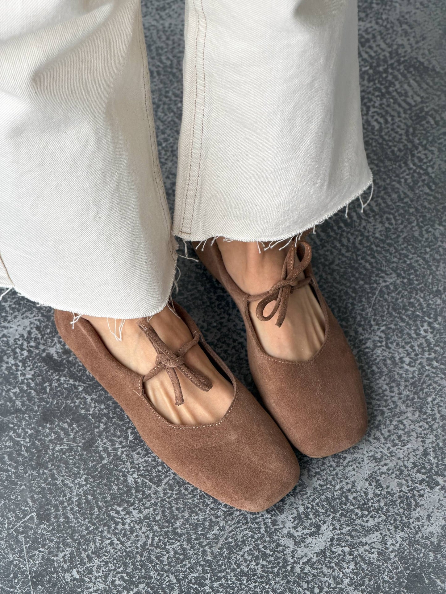 Балетки з анатомічно-розширеним носиком, коричневий