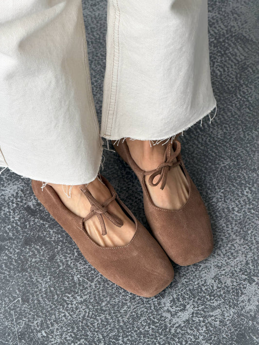 Балетки з анатомічно-розширеним носиком, коричневий