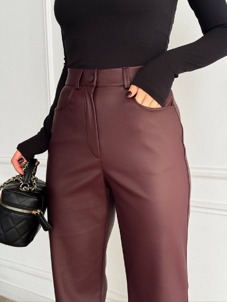 Брюки - кльош, бургунді
