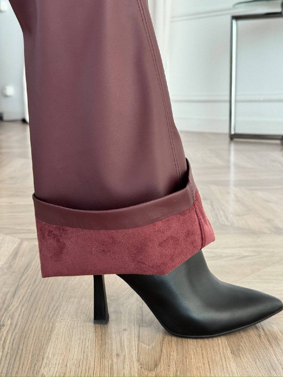 Брюки - кльош, бургунді