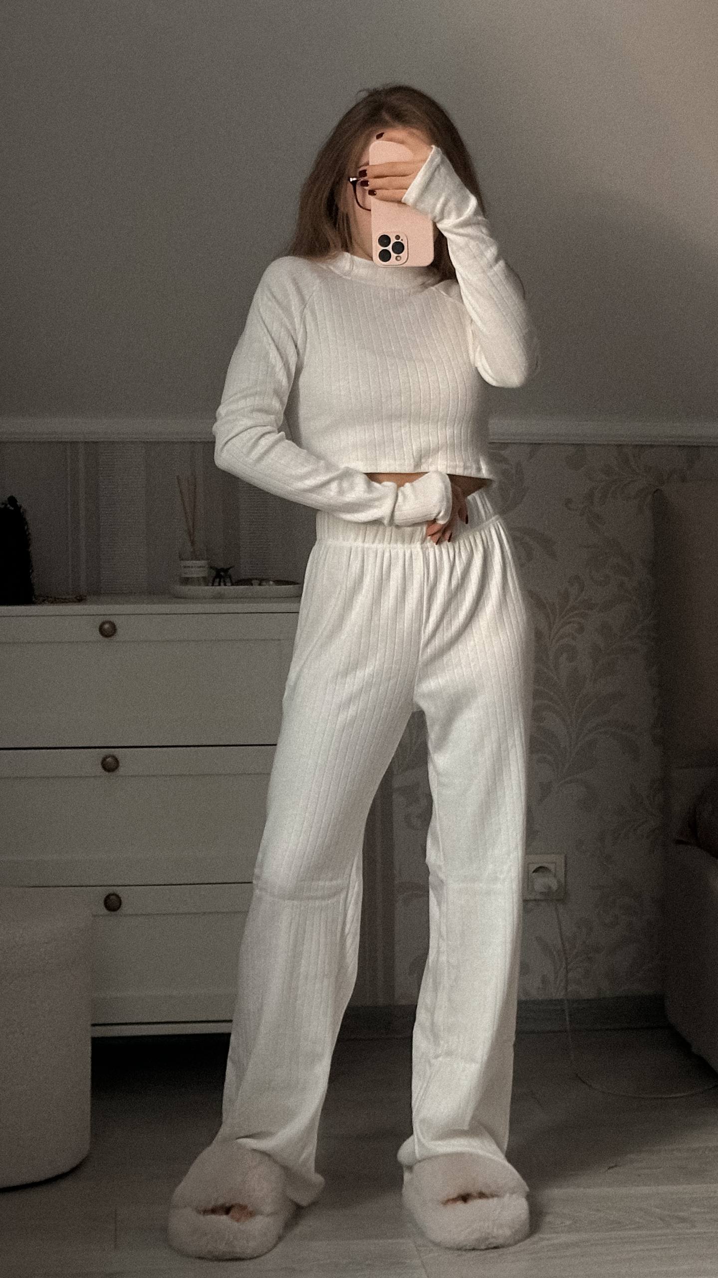 Костюм топ та штани, молочний