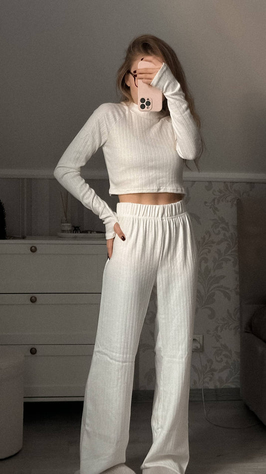 Костюм топ та штани, молочний