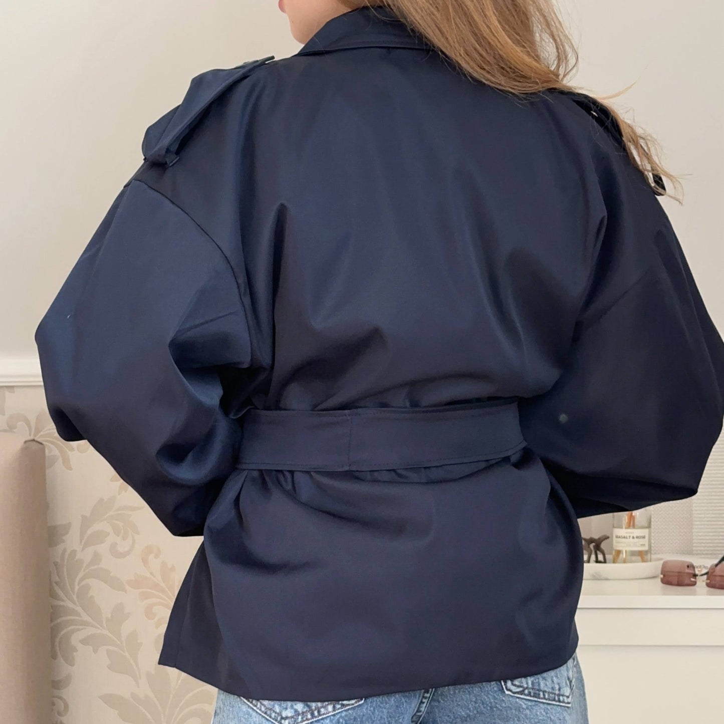 Тренч на підкладці, темно синій