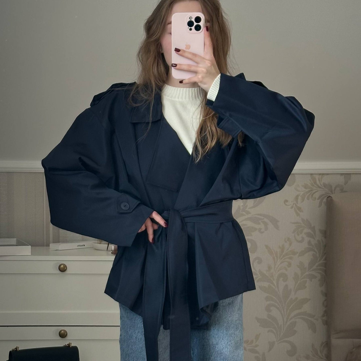 Тренч на підкладці, темно синій