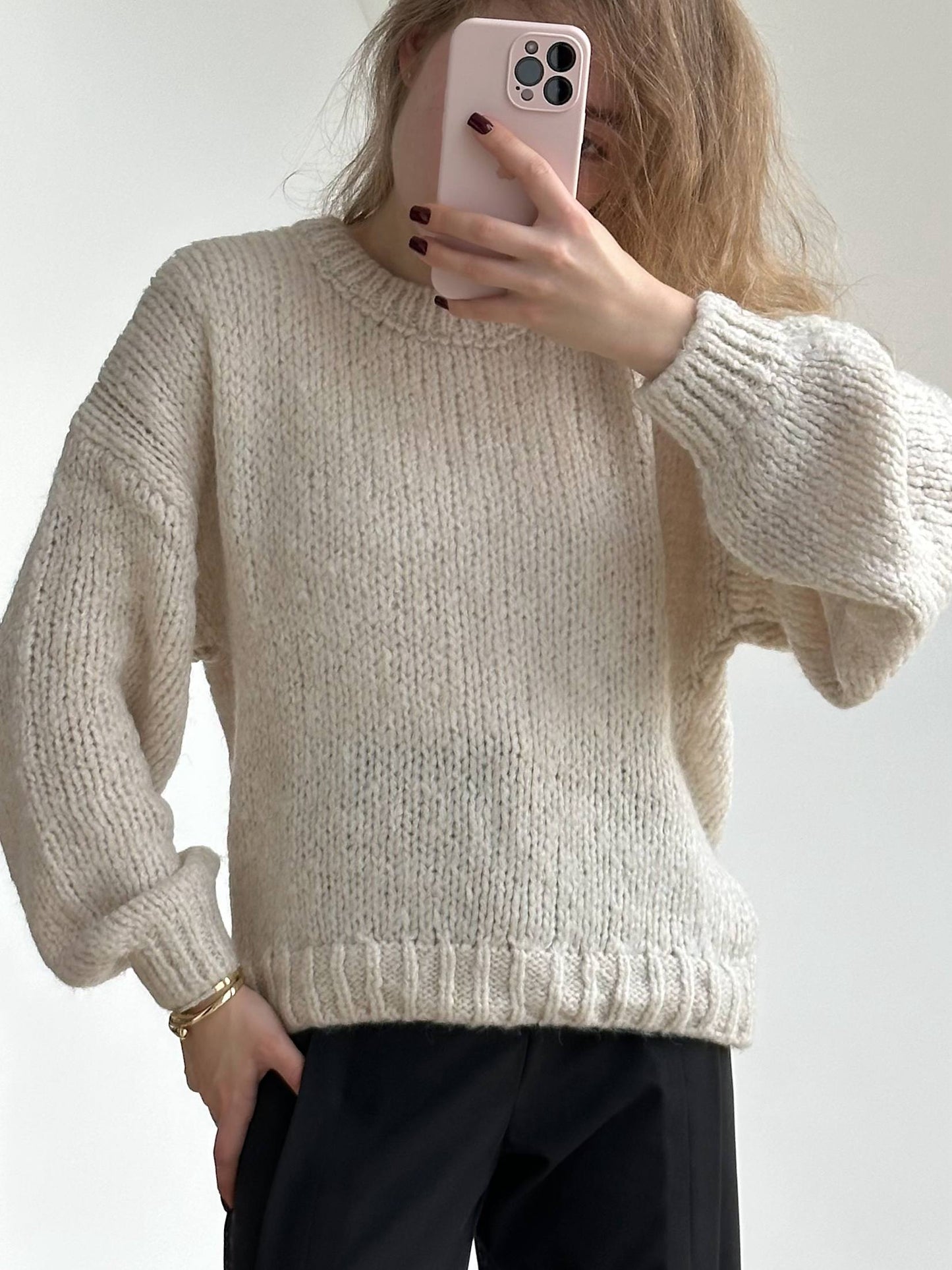 Джемпер крупної вʼязки, беж