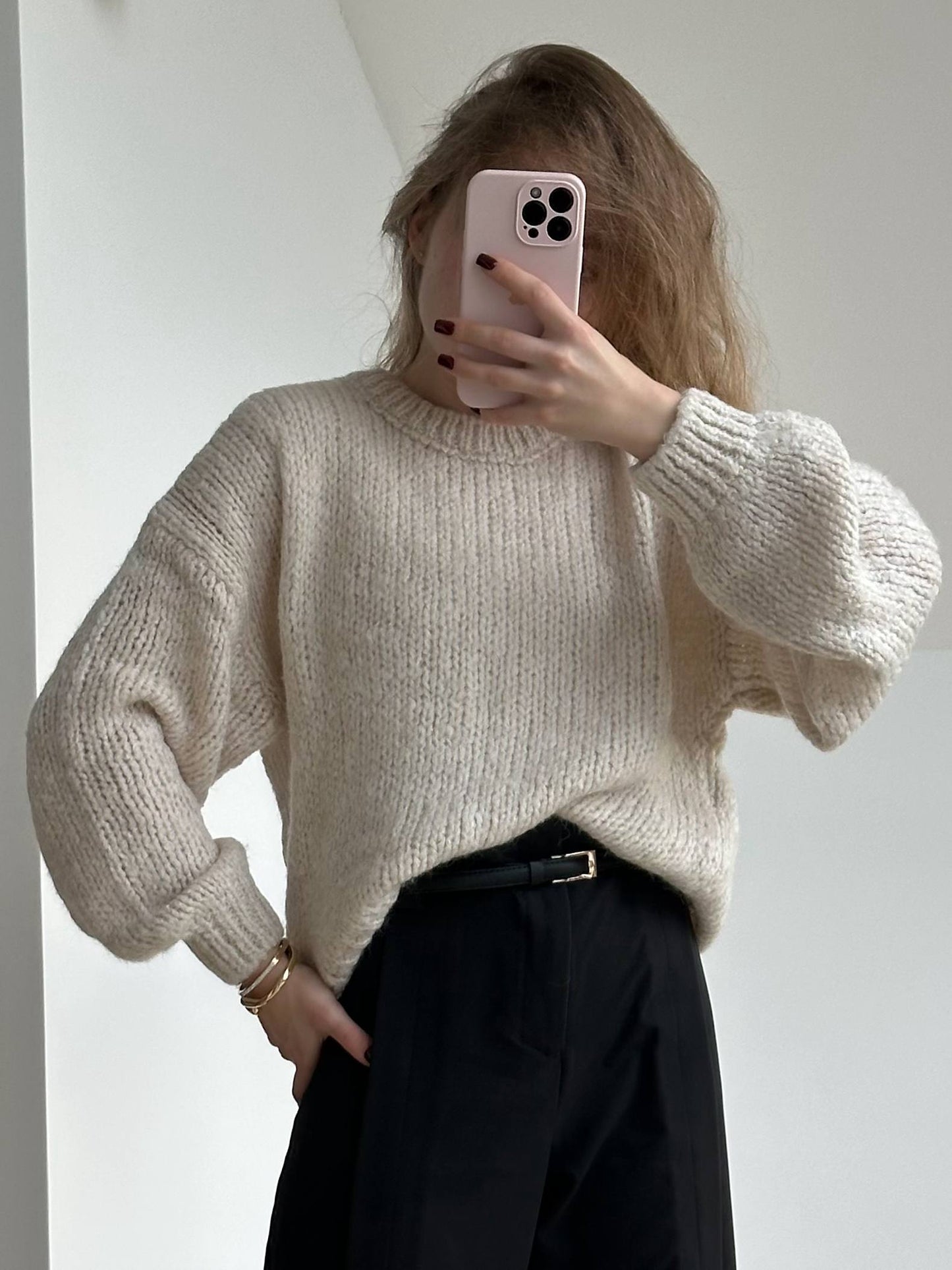 Джемпер крупної вʼязки, беж