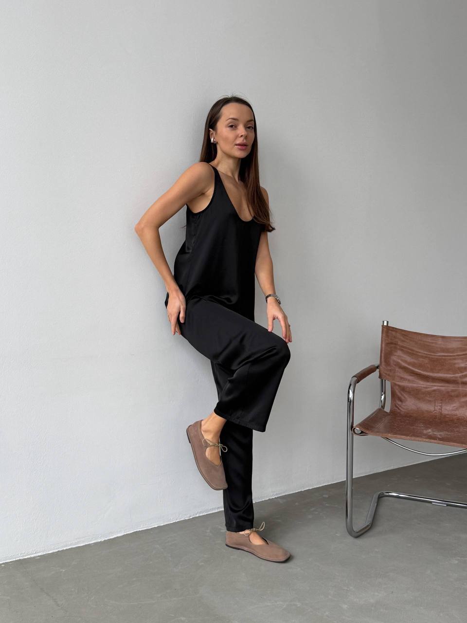 Балетки на зав'язках з анатомічно-розширеним носиком, бежевий