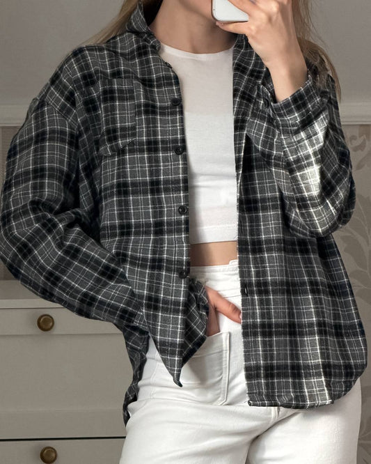 Сорочка в клітинку, сіра