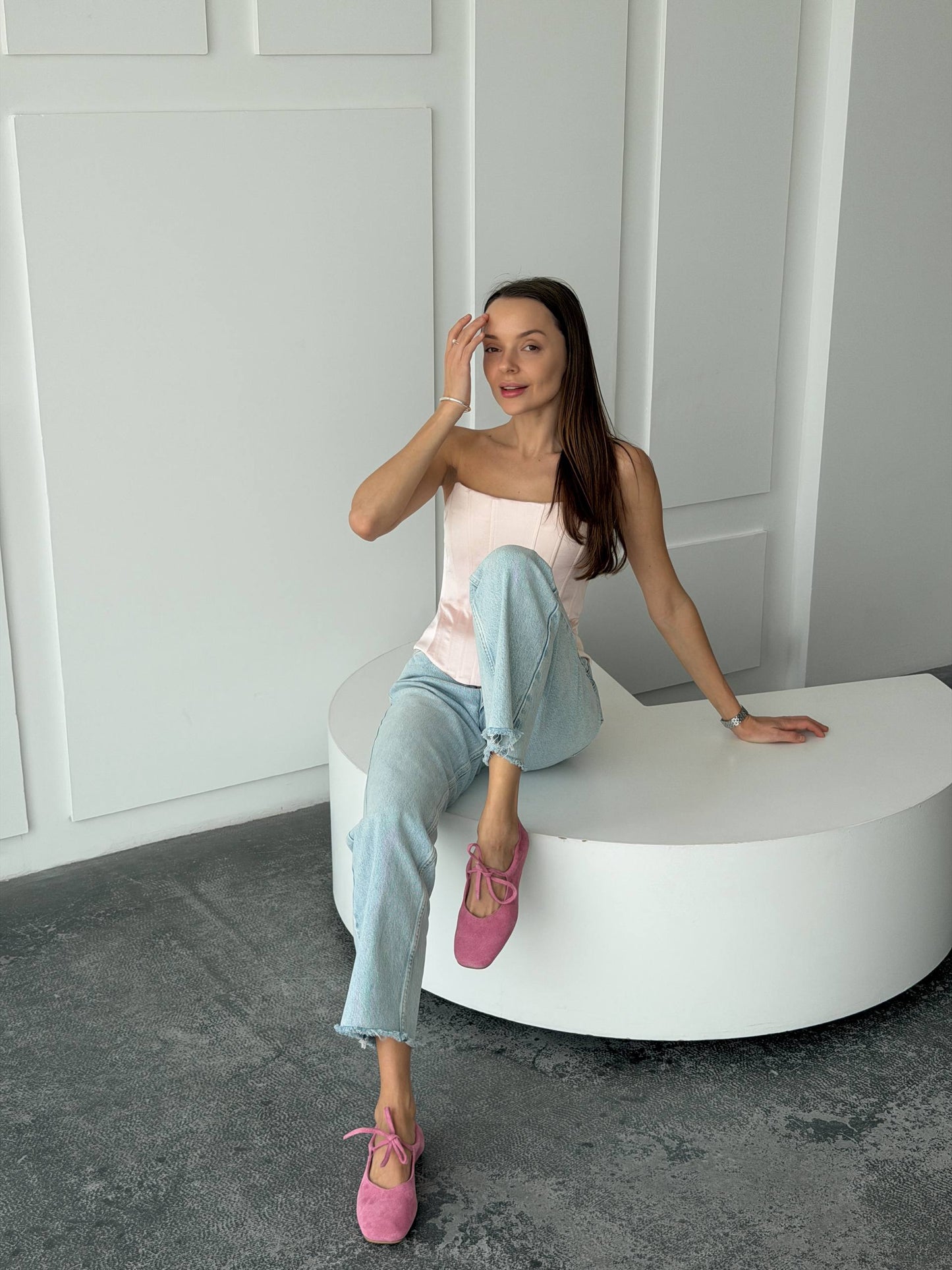 Балетки з анатомічно-розширеним носиком, рожевий