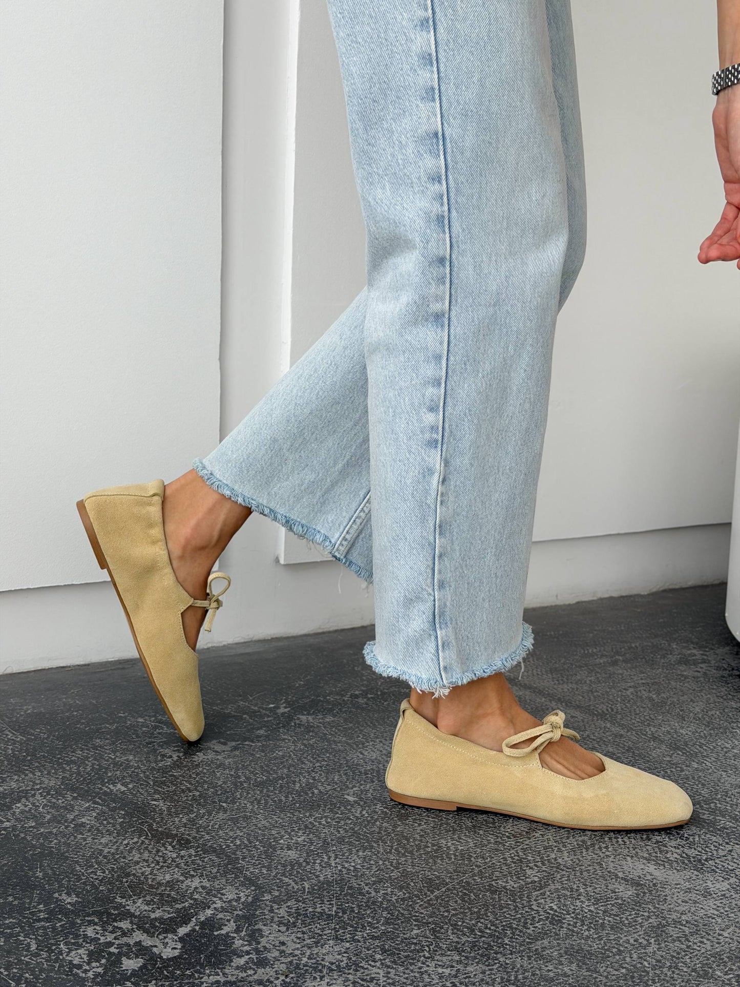 Балетки з анатомічно-розширеним носиком, пастельно-жовтий