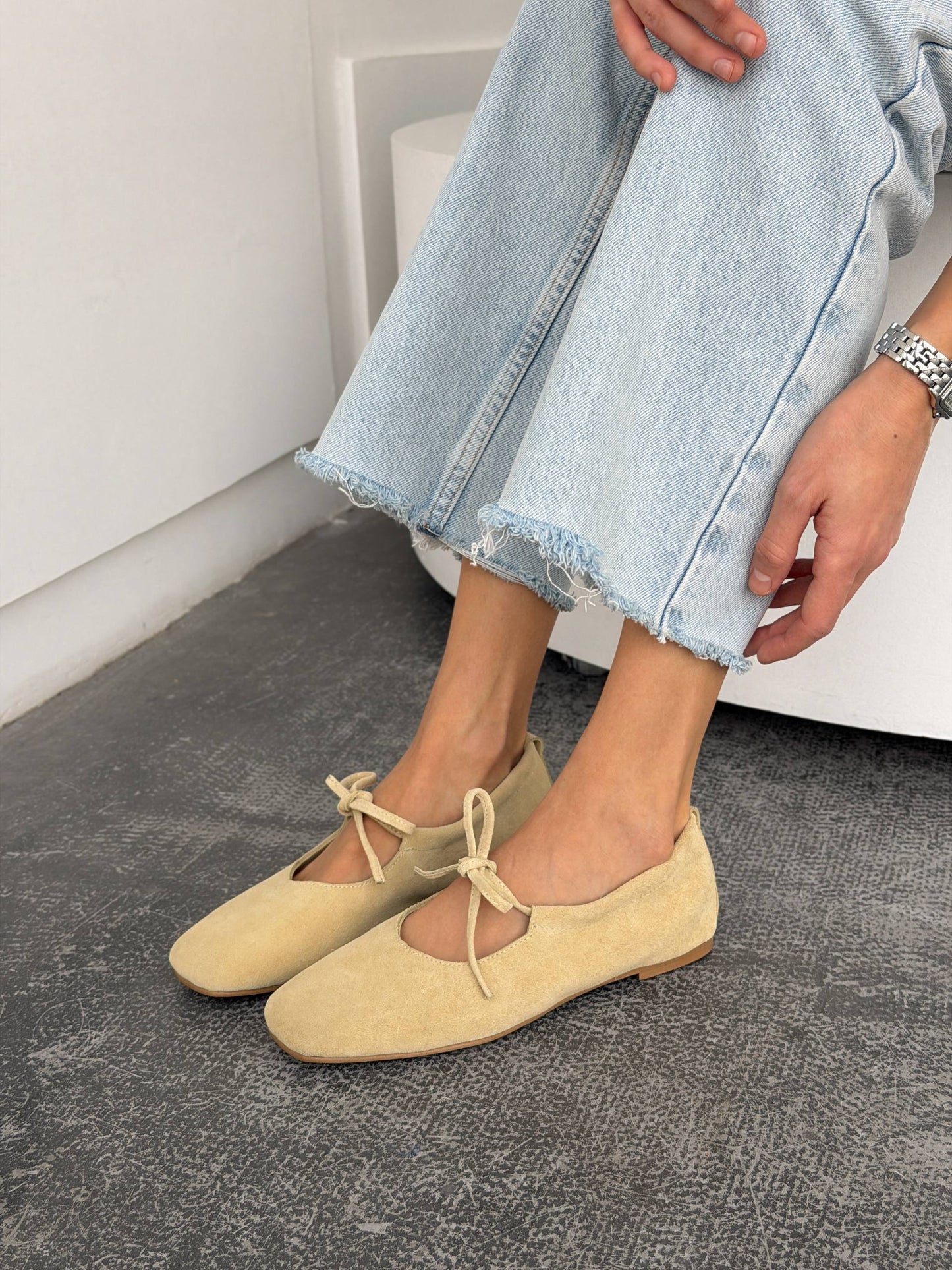 Балетки з анатомічно-розширеним носиком, пастельно-жовтий