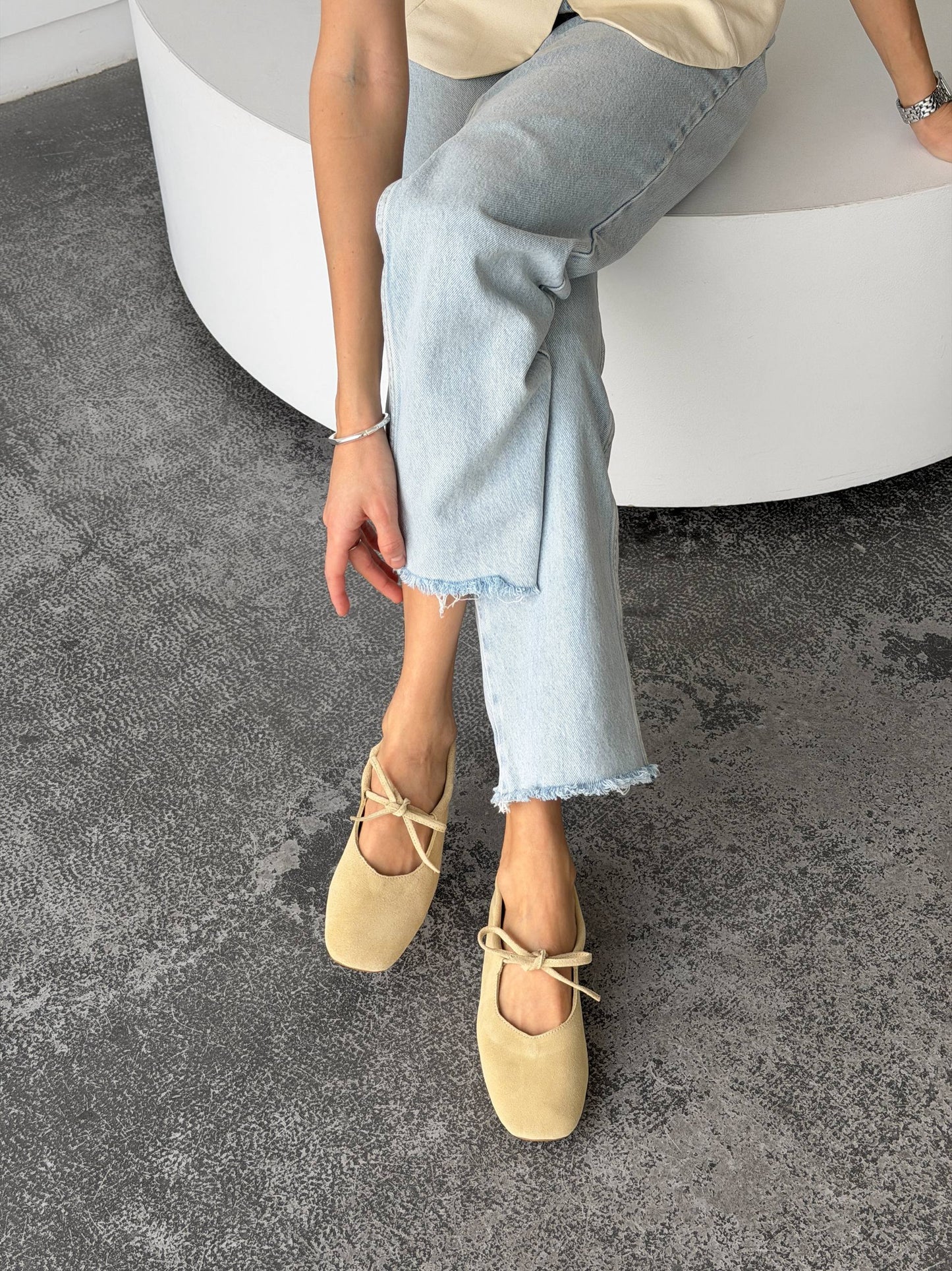 Балетки з анатомічно-розширеним носиком, пастельно-жовтий