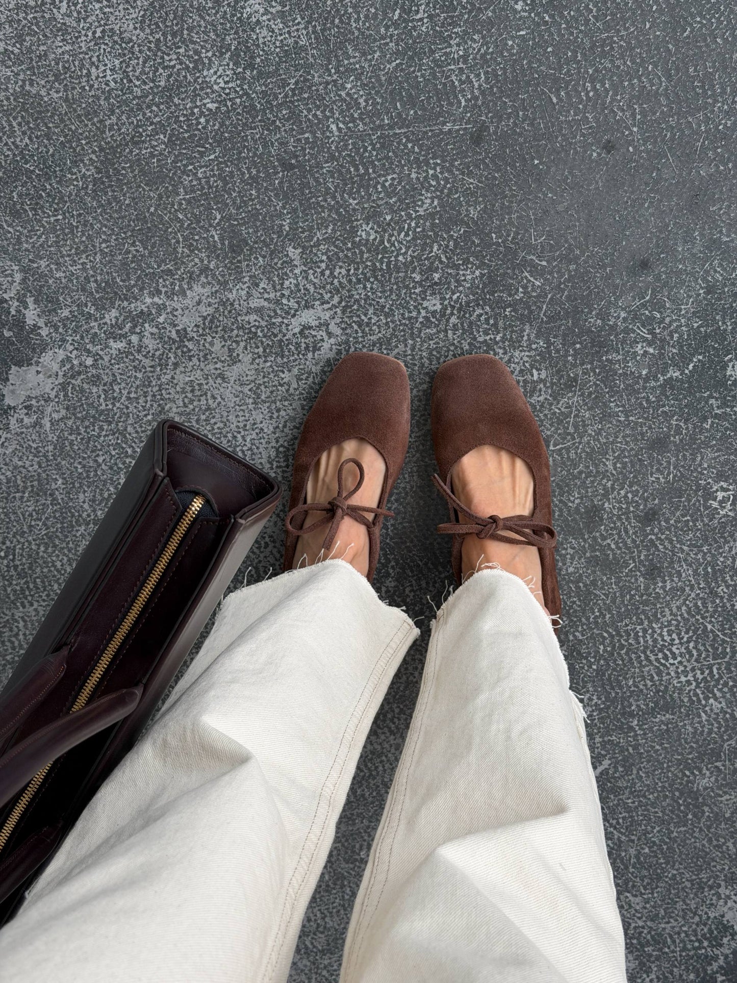 Балетки з анатомічно-розширеним носиком, шоколад