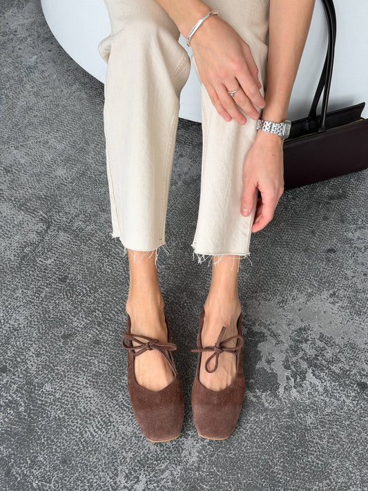 Балетки з анатомічно-розширеним носиком, шоколад