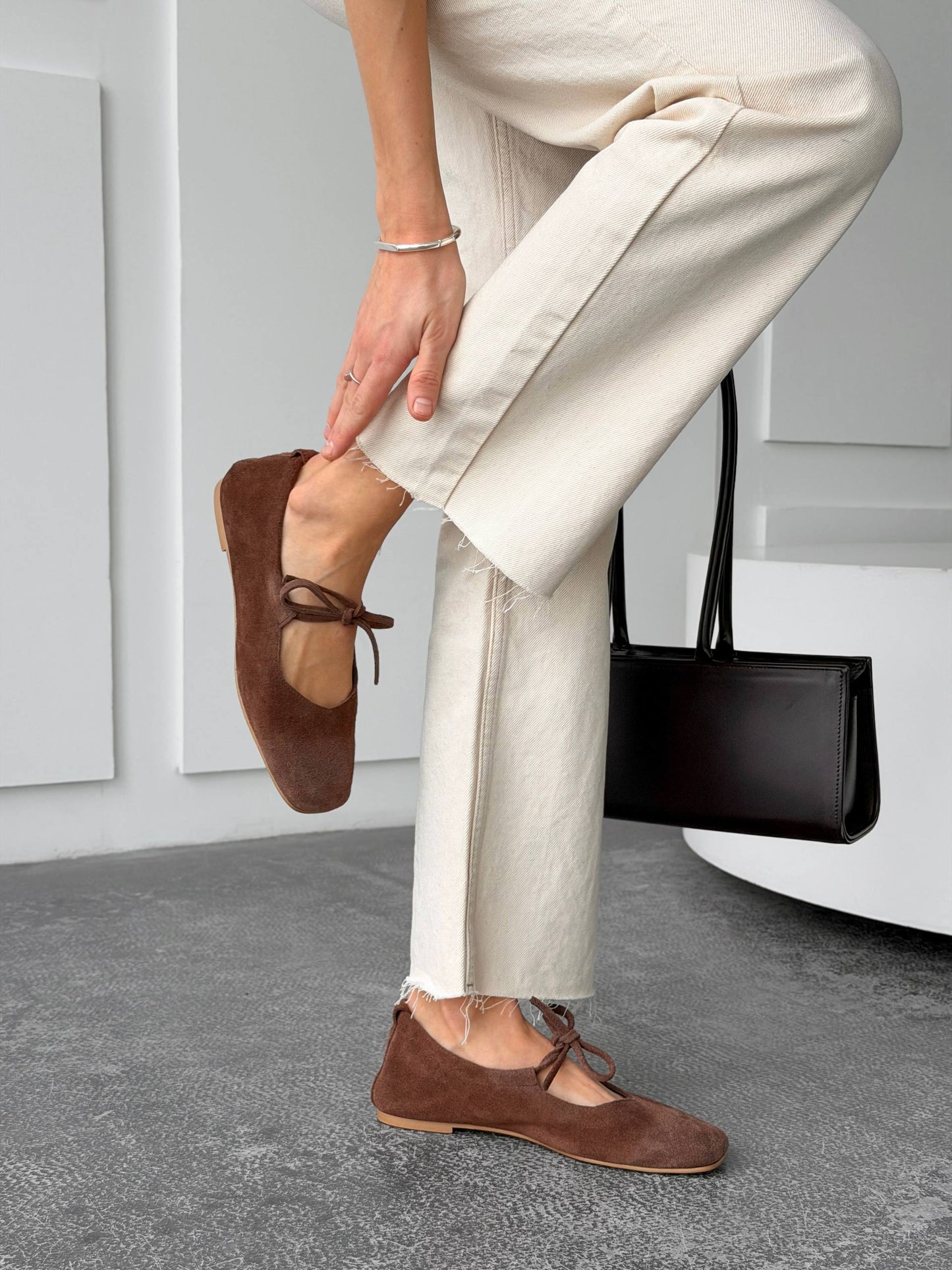 Балетки з анатомічно-розширеним носиком, шоколад