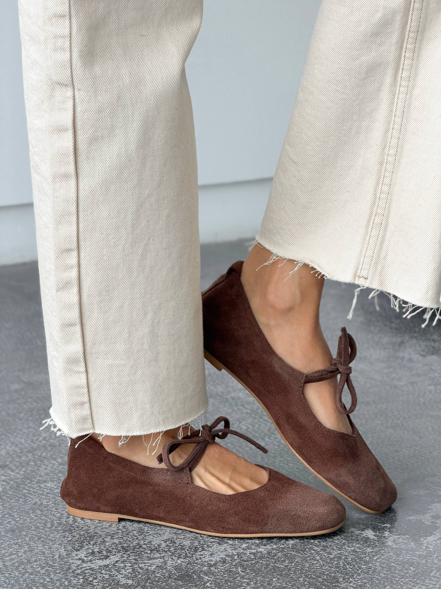 Балетки з анатомічно-розширеним носиком, шоколад