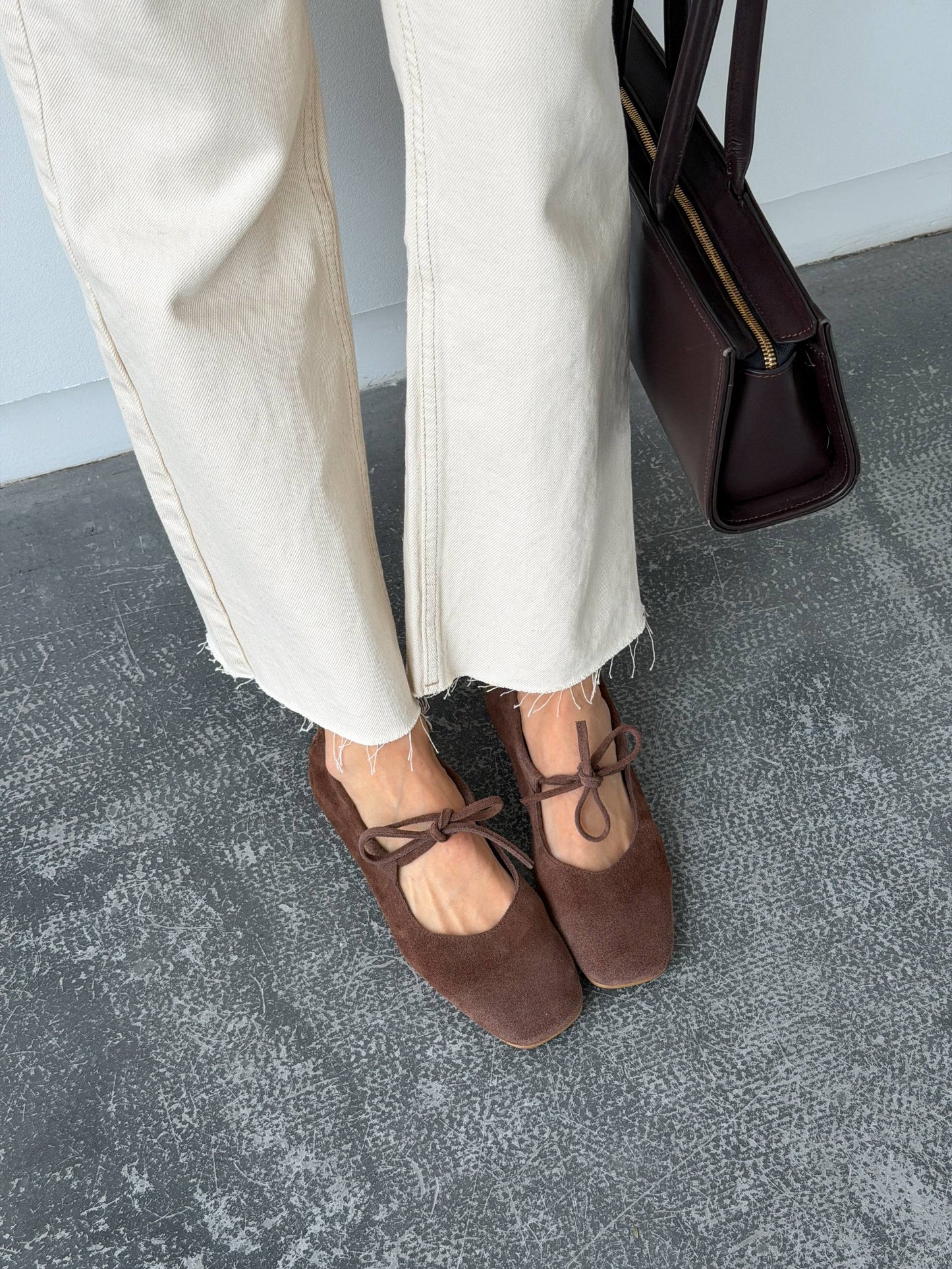 Балетки з анатомічно-розширеним носиком, шоколад