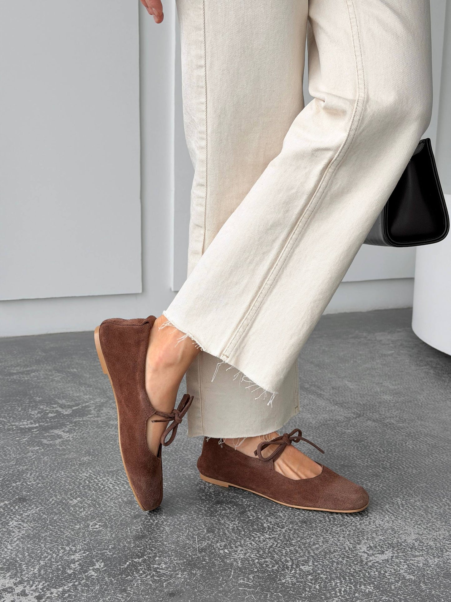 Балетки з анатомічно-розширеним носиком, шоколад