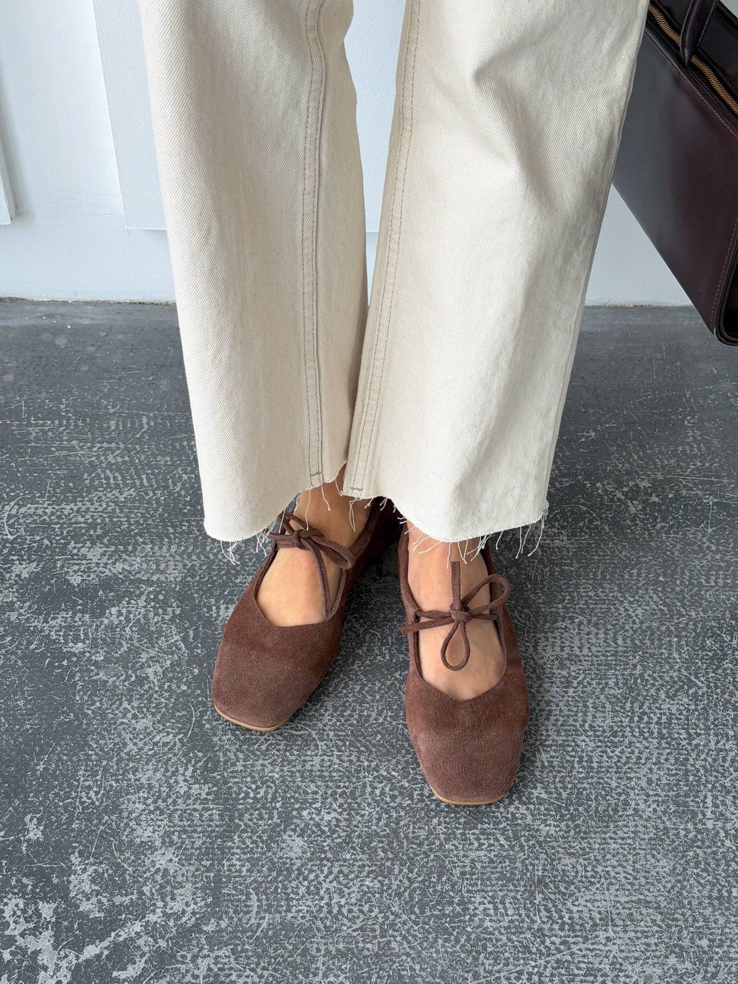 Балетки з анатомічно-розширеним носиком, шоколад