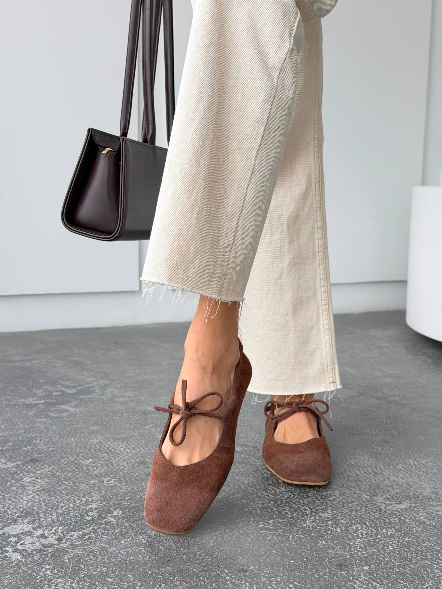 Балетки з анатомічно-розширеним носиком, шоколад