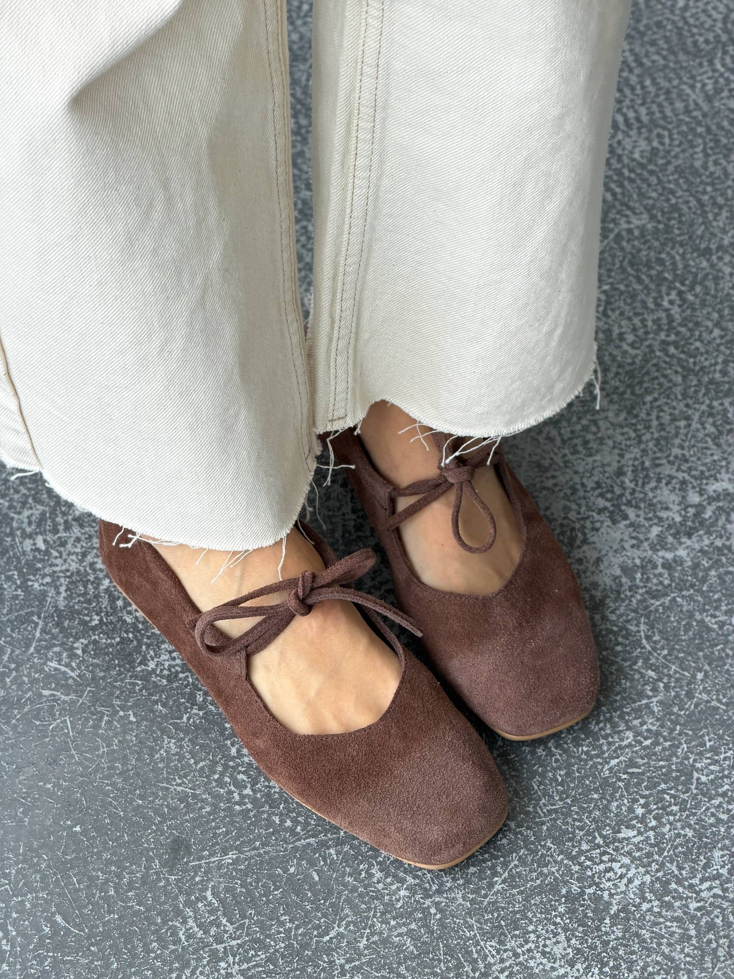 Балетки з анатомічно-розширеним носиком, шоколад