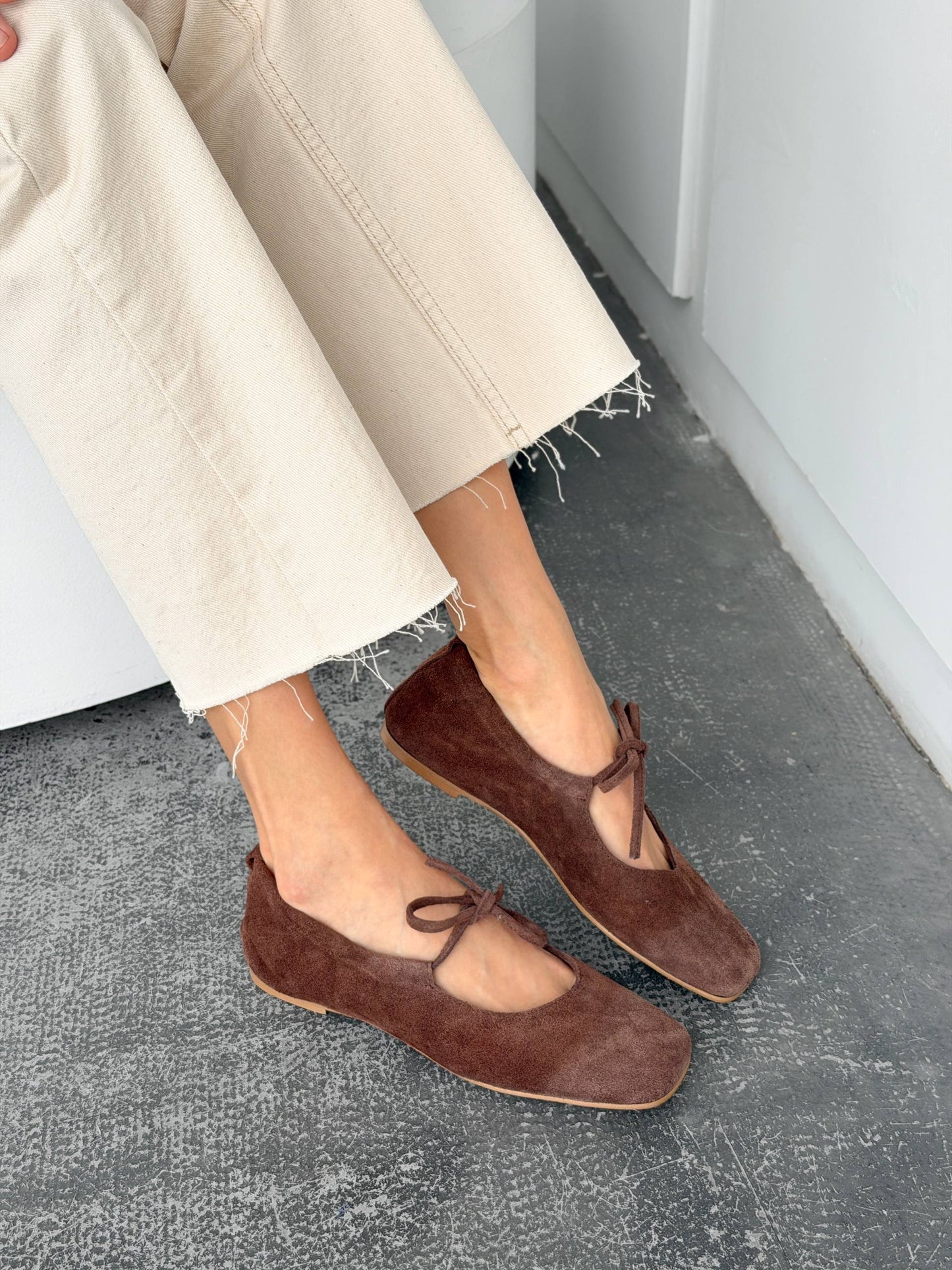 Балетки з анатомічно-розширеним носиком, шоколад